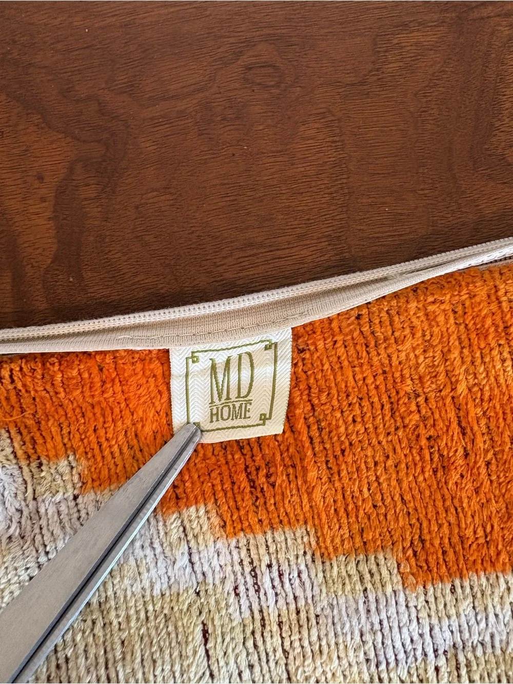 MD Home || Silk Velvet‎ Ikat Pillow Cover Sham Luxury Turkish 16 x 24 Orange Tan